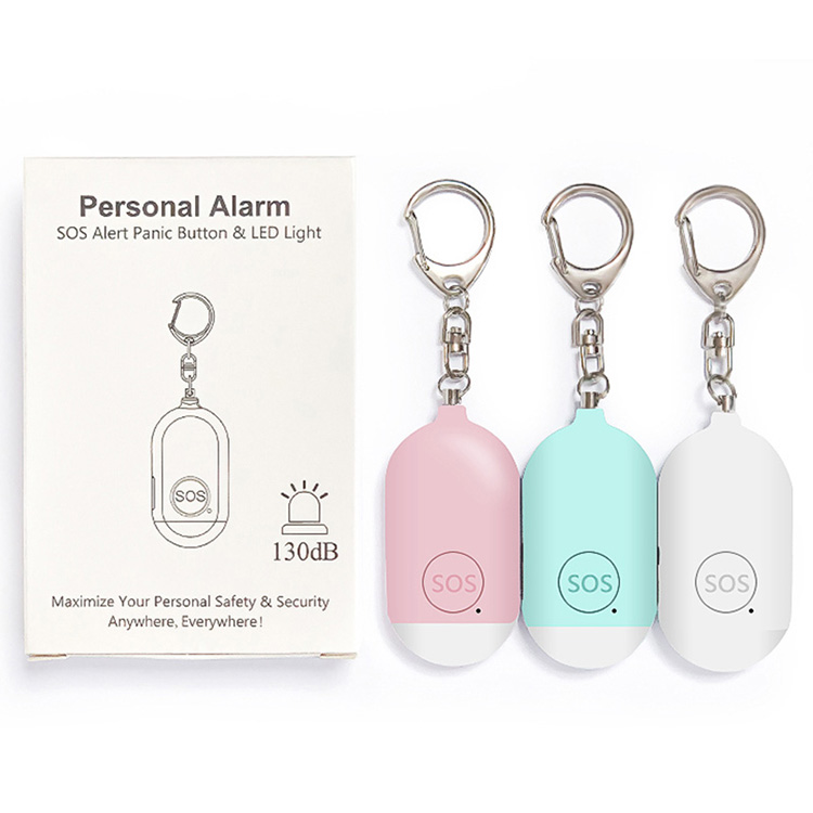 Alarm Kesane ya Awarte ya 130dB Veşarjê Bi Keychain Alarm Ewlekariya Kesane